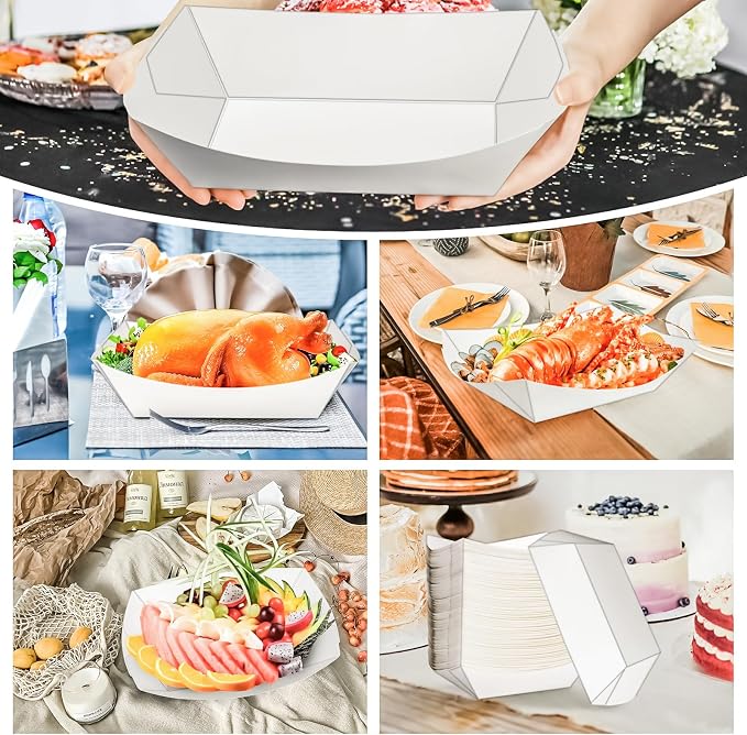 100 Pack 5LB Extra Large Paper Food Boats Trays Disposable Paper Boat, Heavy - Image 6