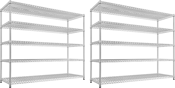 REIBII 55.5" W Storage Shelves 3200LBS Metal Shelving 5 Tier Wire Shelving by REIBII