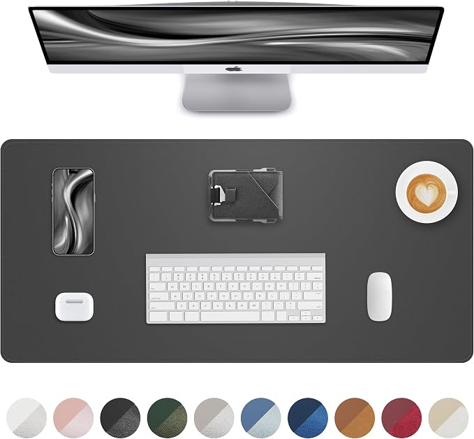 Leather Desk Pad Protector, Mouse Pad, Office Desk Mat, Non-Slip PU Leather by AFIING