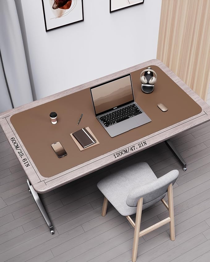 YSAGi Double-Sided Desk Pad, Leather Desk Mat, Eco Cork Desk Pad Protector - Image 2