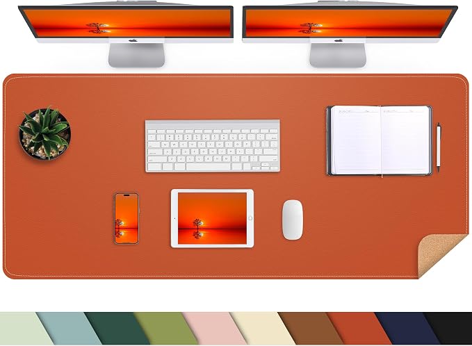 AFIING Cork Desk Mat 47" x 23.6", Dual-Sided Natural Cork & PU Leather Desk Pad by AFIING