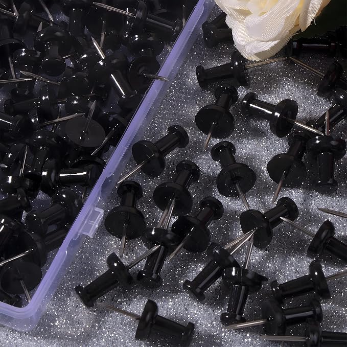 VAPKER Push Pins Tacks 120Pcs Solid Black Thumb Tacks Larger Size Pin Map Tacks - Image 4