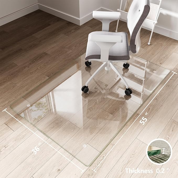 Koonmi Glass Chair Mat for Carpet, Tempered Glass Chair Mat - Image 3