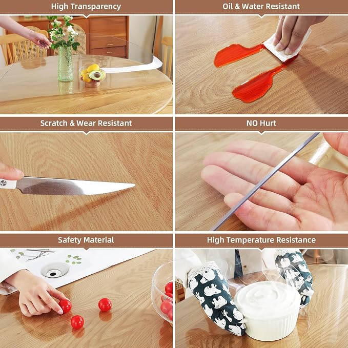 Warmstar Clear Table Protector 2mm Thick, Dia.24 Inch Round Clear Table Cover - Image 3