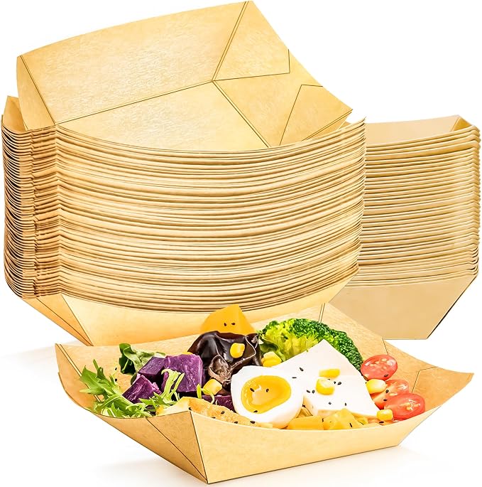 40 Pack 1Lb Paper Food Boat Trays Disposable Paper Boats Bowls Containers by MotBach
