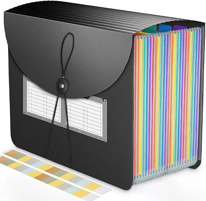Accordion File Organizer Expanding File Folders, 25 Pockets Document Organizer by Vanulee