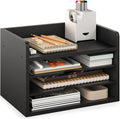 Ballucci File Organizer, 4-Tier Office Desk Organizer, Open Top Wood Paper by Ballucci
