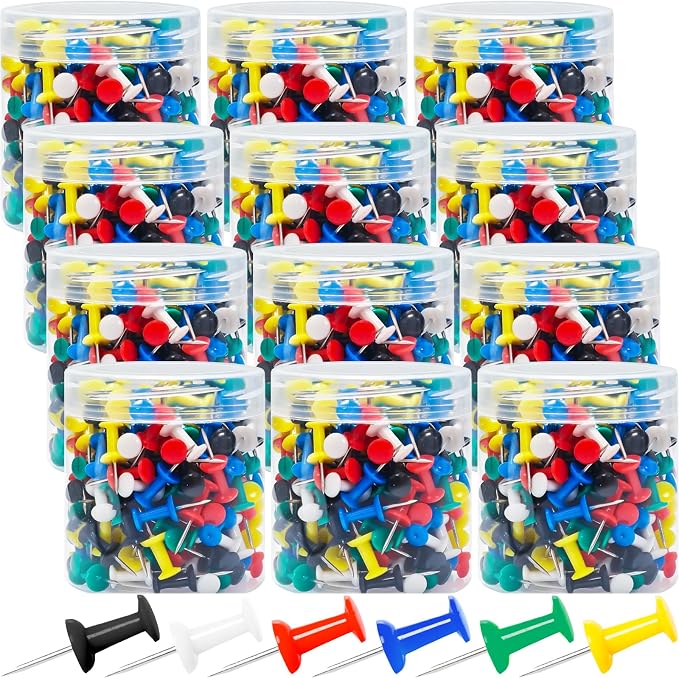 2400 Pcs Multicolor Push Pins, Standard Thumb Tacks by Beieverluck