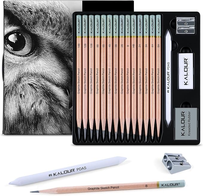 KALOUR 18-Piece Professional Sketch Pencil Set by KALOUR
