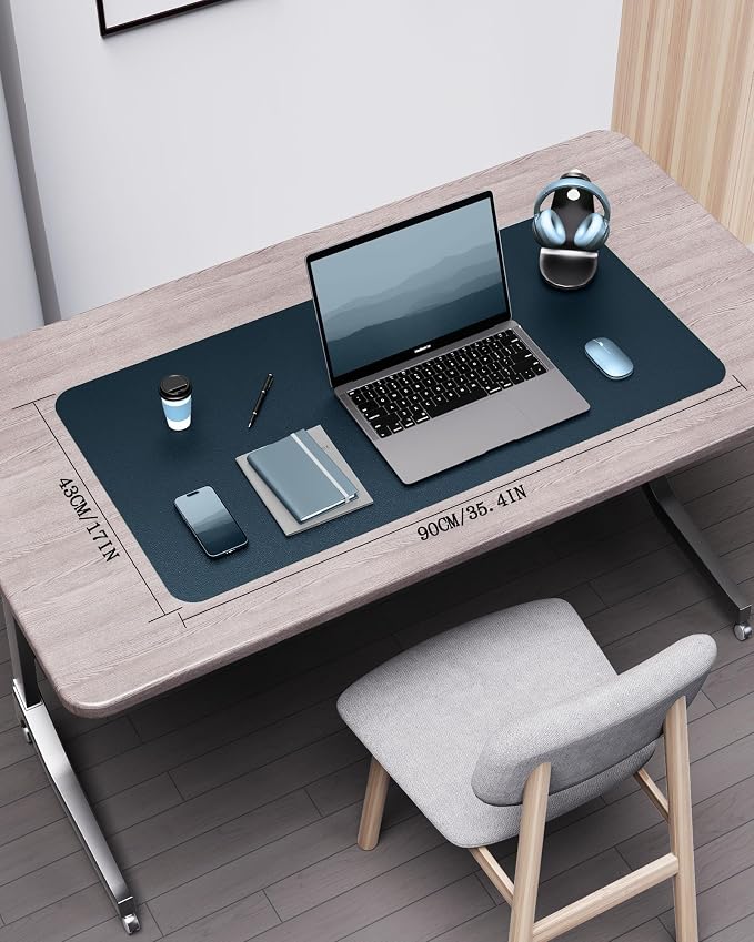 YSAGi Double-Sided Desk Pad, 35.4"x17"Leather Desk Mat, Eco Cork Desk Pad - Image 2