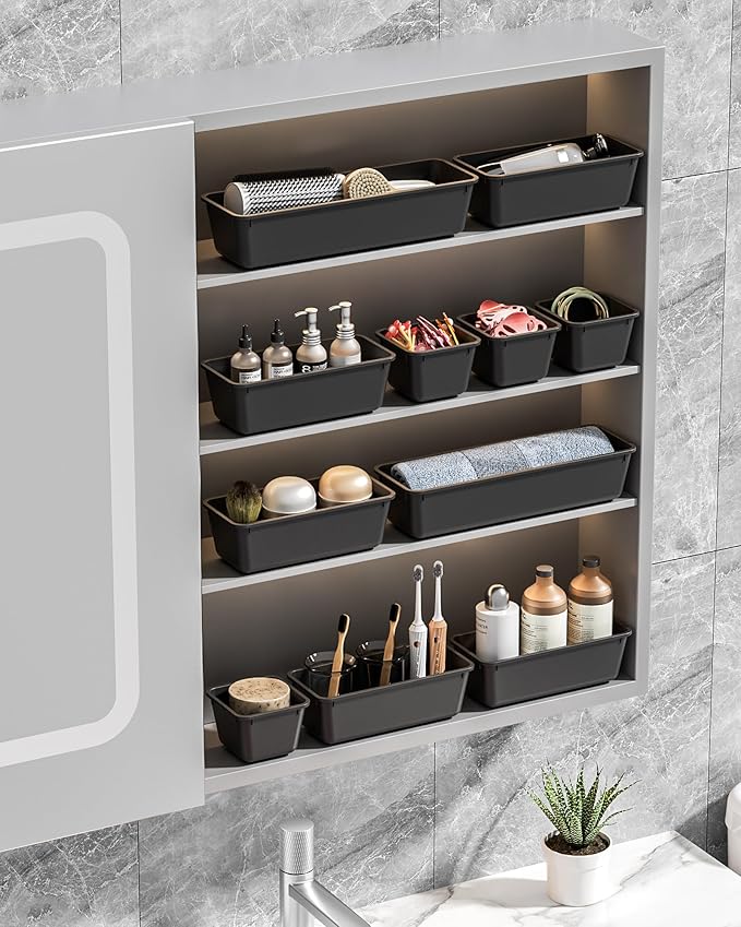 Canfanni 13 Pack Plastic Drawer Organizers Set, 3 Sizes Desk Drawer Organizer - Image 7