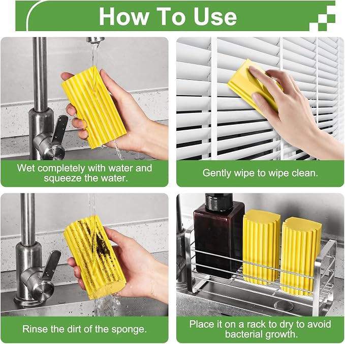 Jeymei 4-Pack Damp Clean Duster Sponge, Sponge Cleaning Brush, Duster - Image 3