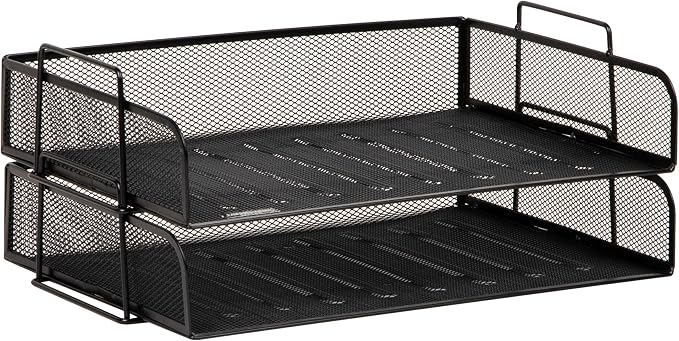 Mind Reader Stackable Paper Tray, Desktop Organizer, File Storage, Metal Mesh - Image 7