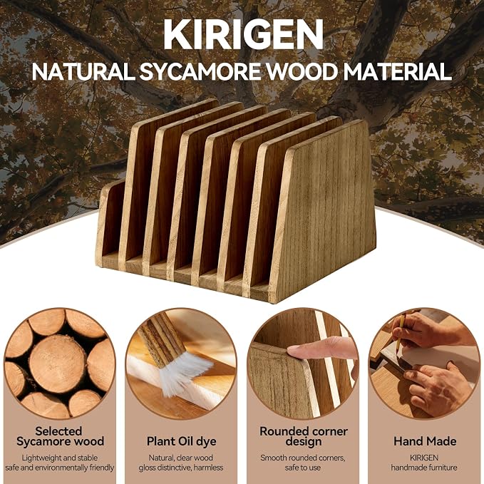 KIRIGEN Wooden Desk Mail Organizer, 7-Slot File Holder and Letter Sorter Wood - Image 7