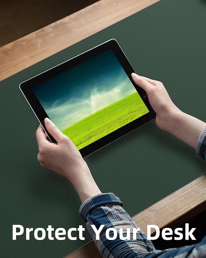 Leather Desk Pad Protector, Mouse Pad, Office Desk Mat, Non-Slip PU Leather - Image 3