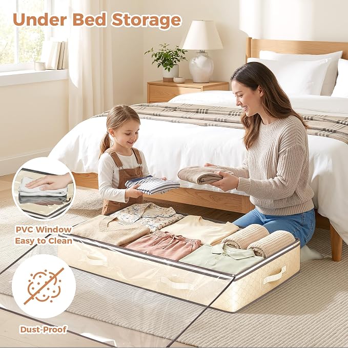 Budding Joy 6 Pack 90L Under bed Storage Containers Organizer Large Capacity - Image 2