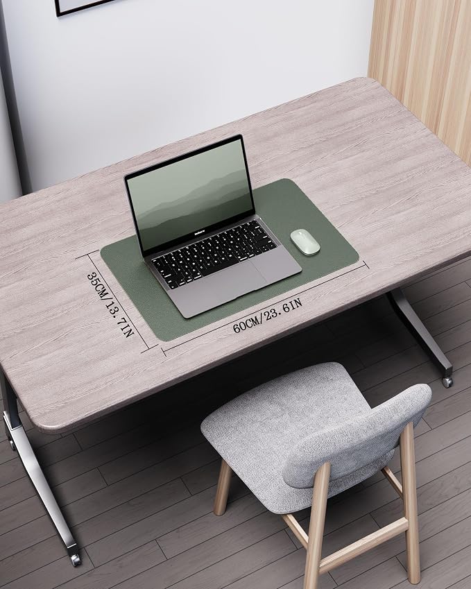 YSAGi Double-Sided Desk Pad, 23.6"x13.7"Leather Desk Mat, Eco Cork Desk Pad - Image 5
