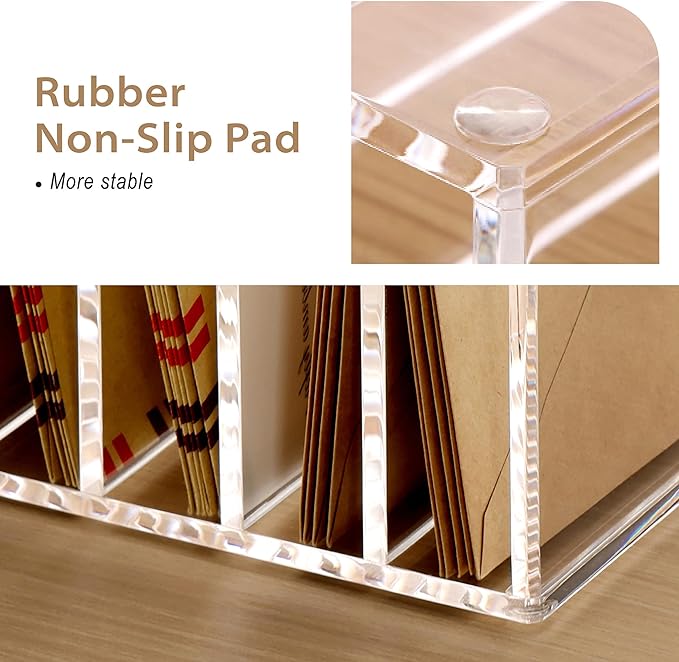 SANRUI Clear Desk Mail Organizer, 9 Compartments Acrylic Office Document Sorter - Image 5