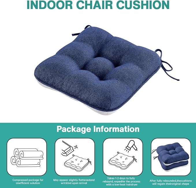 BETU Chair Cushions for Dining Chairs Set of 2, 3.5" Thick Outdoor Indoor Chair - Image 9