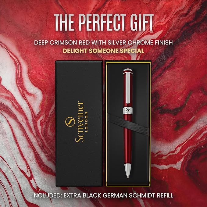 Scriveiner Deep Crimson Ballpoint Pen - Image 3