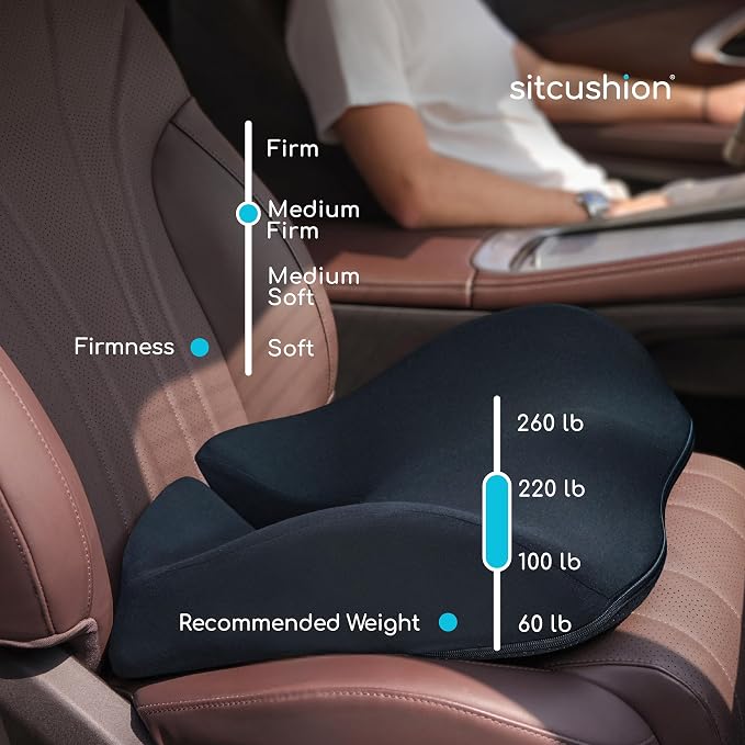 SitCushion Car Seat Cushion for Long Driving – X Large Memory Foam Seat Cushion - Image 6