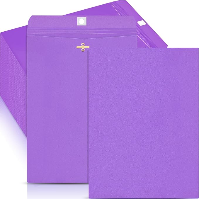 Geyee 100 Pcs Clasp Manilla Envelopes 9 x 12 Inch Gummed Colored Envelopes by Geyee
