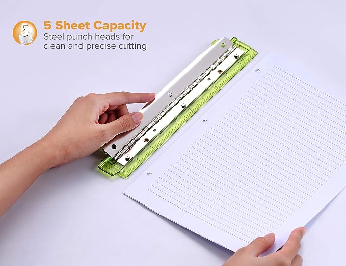 Bostitch Office Ring Binder 3 Hole Punch, 5 Sheets, Includes One Punch in - Image 2