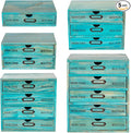5-piece Full Matching Set Turquoise Wooden Cabinets, European Country Style by PrimoSupply