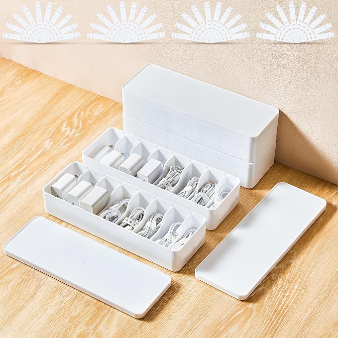 Tatuo 4 Pcs Cord Organizer for Drawer Desktop, Cable Organizer Box by Tatuo