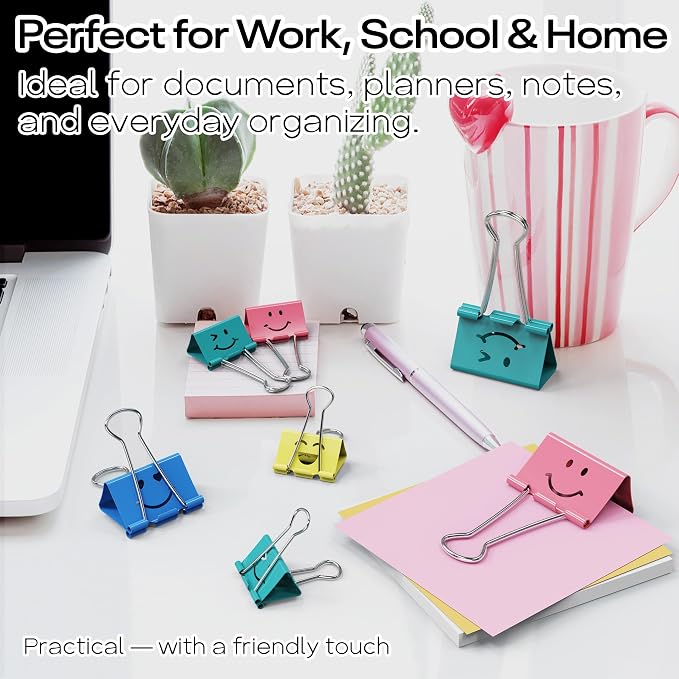 Optomni Binder Clips, 62 Pack, Medium & Large, Colorful Metal Paper Clips - Image 5