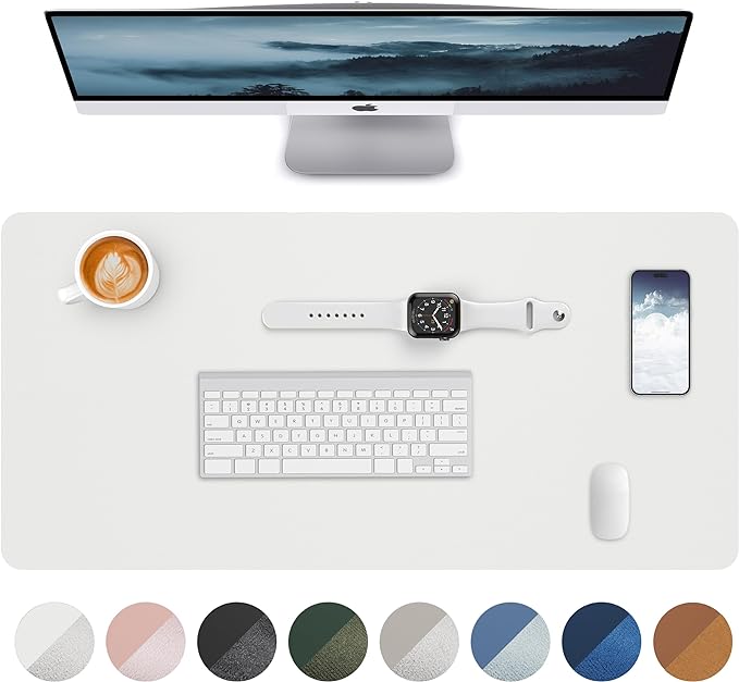 Leather Desk Pad Blotter, Mouse Pad, Office Desk Mat, Non-Slip PU Leather Desk by AFIING