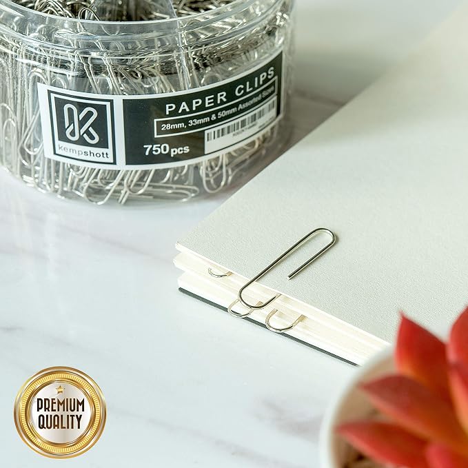 Kempshott 750 Paper Clips Assorted Sizes Small, Medium and Large Paper Clips - Image 5