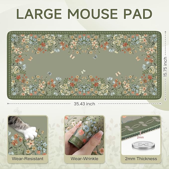 iCasso Desk Mat for Keyboard and Mouse, Large Keyboard Mat Non-Slip, Cute Desk - Image 2