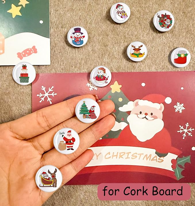 24Pcs Christmas Decorative Push pins, Cute Bulletin Board Tacks, Cork Board - Image 5