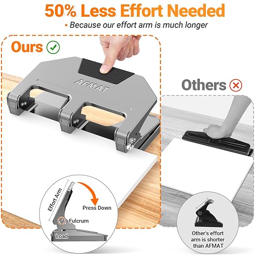AFMAT 3 Hole Punch, 9/32" Hole Diameter, 40-Sheet 3 Hole Puncher - Image 3