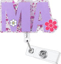 Purple Flower MA Funny Nurse Badge Reel, Cute Retractable ID Badge Holder by Unknown