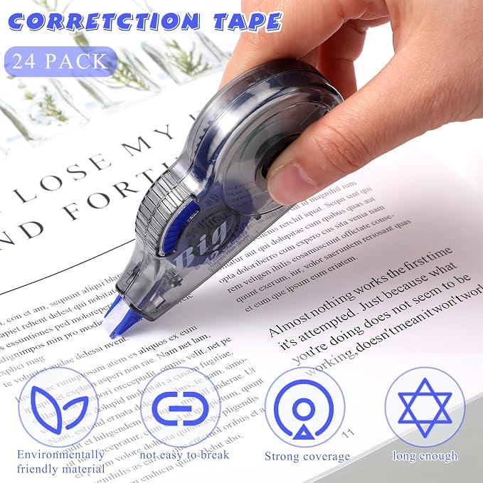 Chivao 24 Pack White Correction Tape, Classroom Correction Tape Wipe out Easy - Image 4