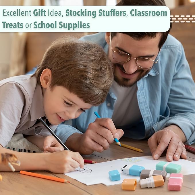 Mr. Pen- Eraser with Cover and Roller, 6 Pack, Pastel Colors | Cute Erasers - Image 6