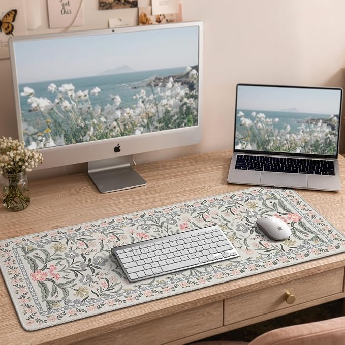 iCasso Aesthetic Floral Desk Mat, L Mouse Pads, Anti-Slip Mousepad - Image 8