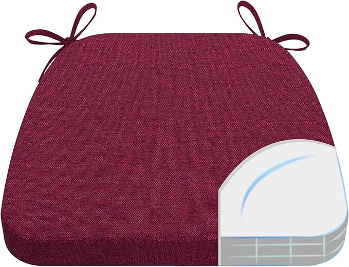 AAAAAcessories D-Shaped Chair Cushions, Machine-Washable Cover, Wine Red by AAAAAcessories