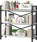 Homeiju 3 Tier Bookshelf 31.49" Width, Wood and Metal Etagere Bookcase by Homeiju