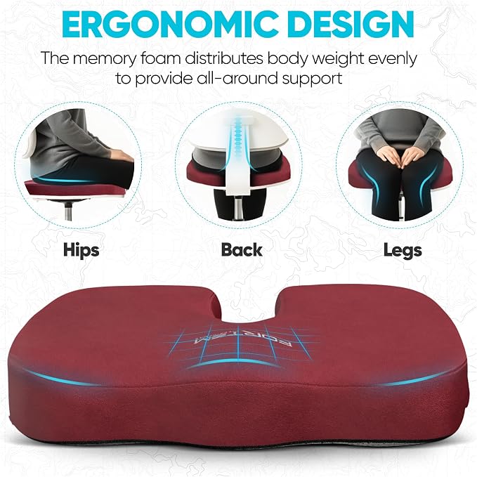FORTEM Seat Cushion, Office Chair Cushion, Memory Foam Car Seat Cushions - Image 7