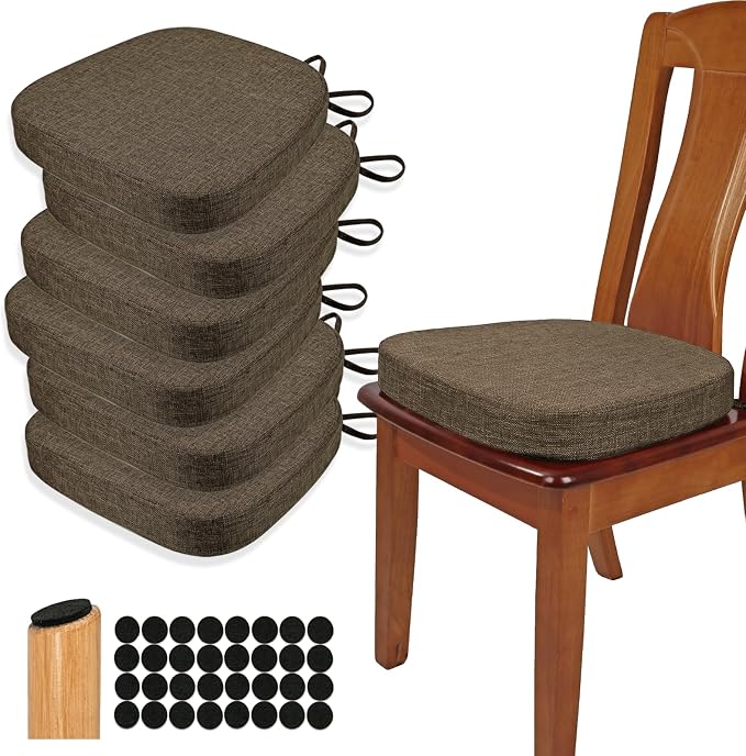 BUYUE Thickened 2.5" Dining Chair Cushions Set of 6, U-Shape High Density Foam by BUYUE