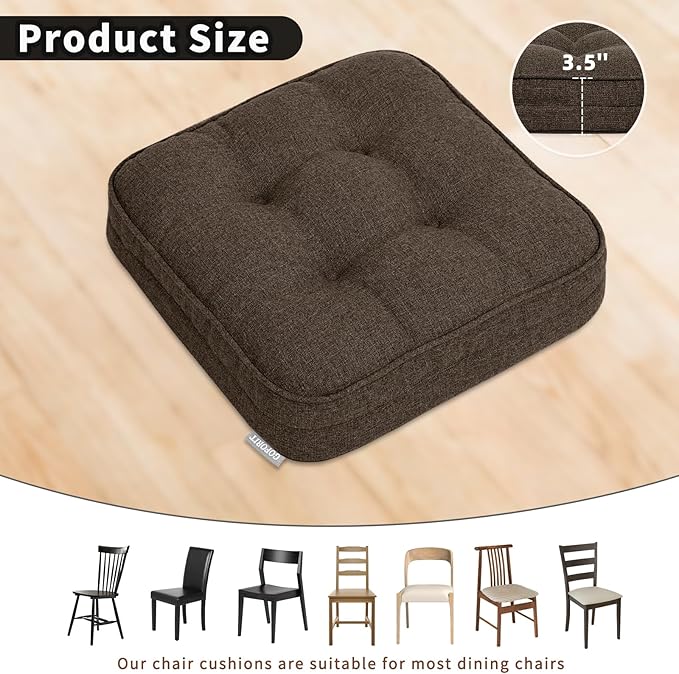 GOFORIT Chair Cushions Set of 4, Tufted Shredded Memory Foam Chair Pads - Image 4
