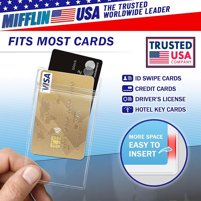 Mifflin-USA Plastic Waterproof ID Badge Holders, Vertical Hanging Name Card - Image 4