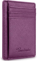 Travelambo Slim Wallet Front Pocket Minimalist Leather RFID Blocking Medium Size by Travelambo
