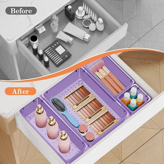 SpaceHacks 25 PCS Plastic Drawer Organizer Set, 4-Size Versatile Organizer - Image 4