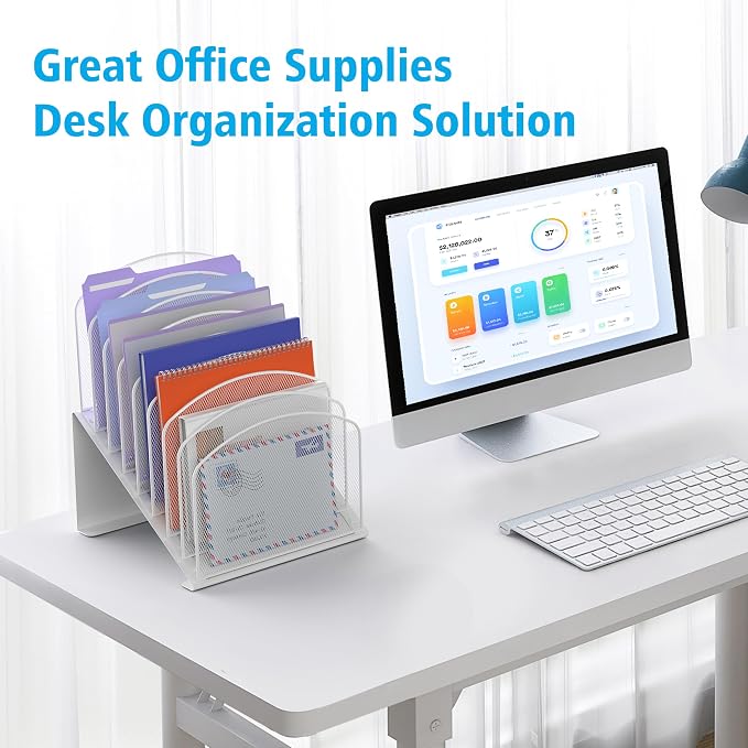 Inclined Desk File Organizer, 8-Section Upright Desk Organizer Standing File - Image 6