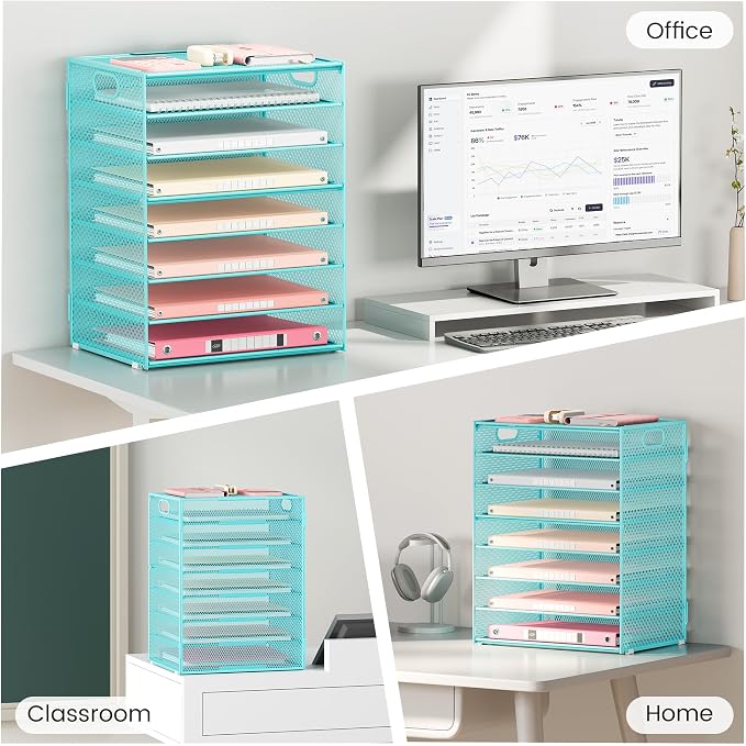 Lavatino 8-Tier Office Desk File Organizer, Letter Tray Paper Organizer - Image 5