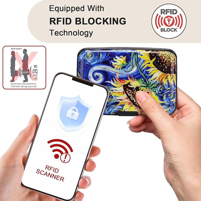 ELFISH Mini RFID Aluminum Wallet Credit Cards Holder Business Card Case Metal - Image 2
